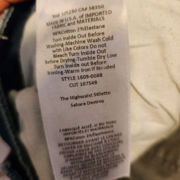 CURRENT/ELLIOTT Dark Wash Jeans THE HIGHWAIST STILETTO in Sahara Destroy Size 29 - Picture 5 of 9